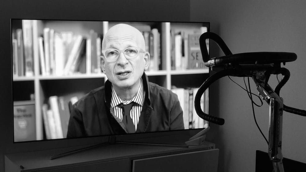 Watching Seth Godin on TV from my spinning bike