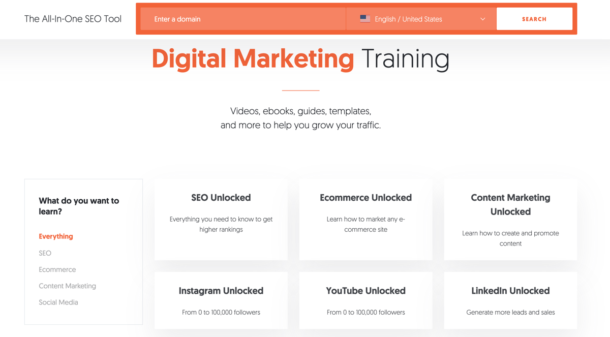 Neil Patel training page